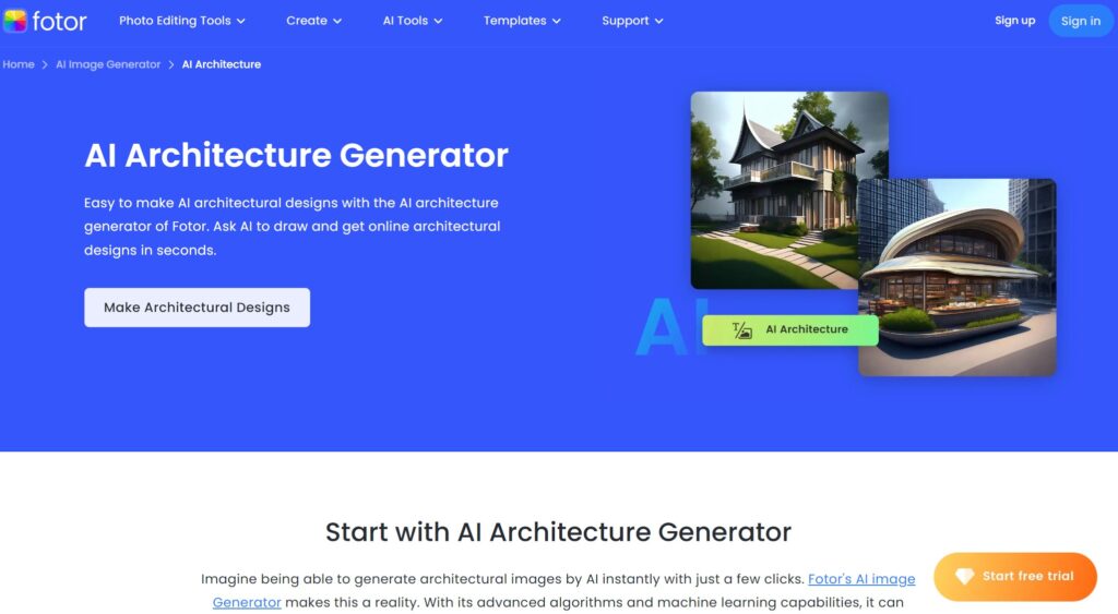 Fotor AI Architecture Generator