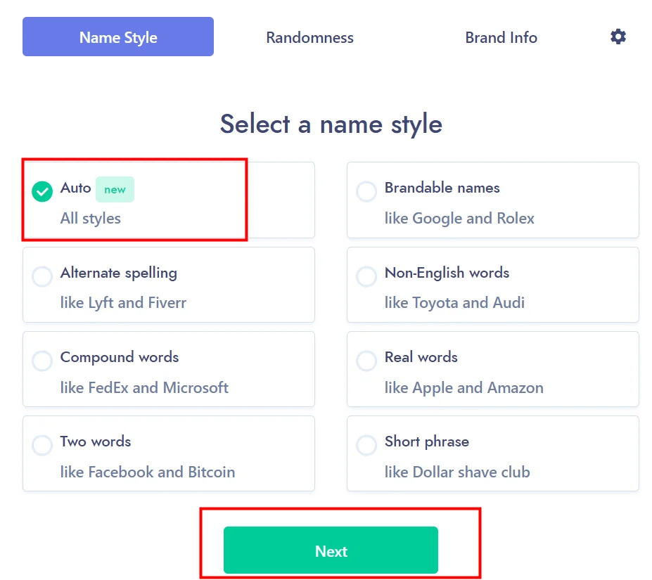 Choose a Name Style