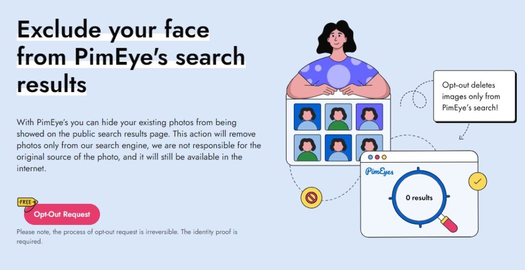 Exclude your face from PimEye's search results