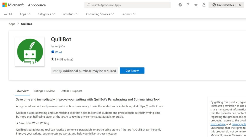QuillBot for Microsoft Word