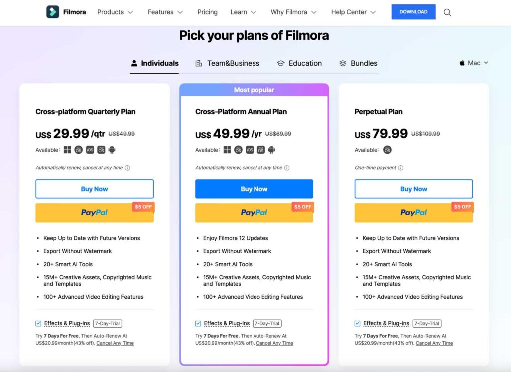 Wondershare-Filmora-Pricing-Plan